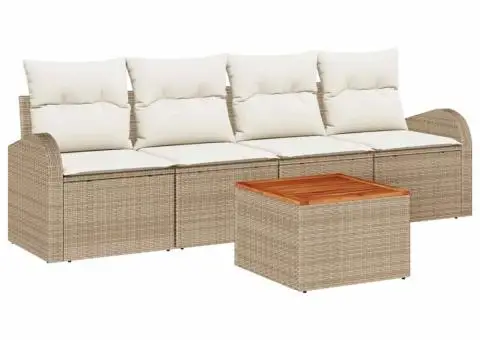 Set canapea grădină cu perne Bej Ratan Poli - 2/5