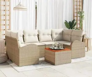 vidaXL Set canapea grădină cu perne bej din ratan sintetic acacia