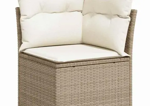 Set de Sofas pentru Grădină cu 8 Piese cu Perne Bej din Ratan Acacia - 5/5