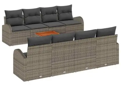 Set de Canapea de Grădină cu Perne Gri din Ratan Polimer Acacia - 2/5