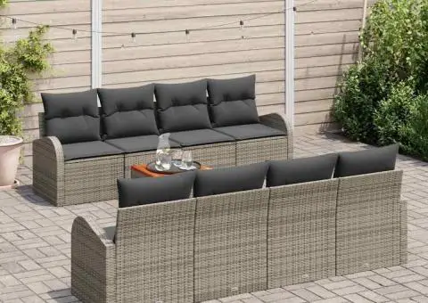 Set de Canapea de Grădină cu Perne Gri din Ratan Polimer Acacia - 3/5