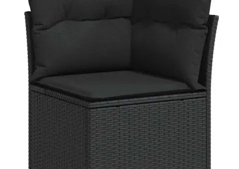 Set de Canapele de Grădină cu Perne Negre Ratan Poli Acacia - 5/5