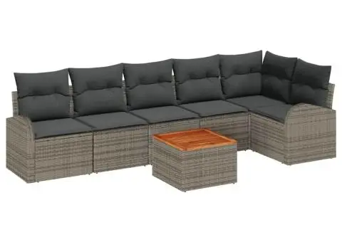 Set canapea de grădină cu perne gri din ratan poliuretan Acacia - 2/5