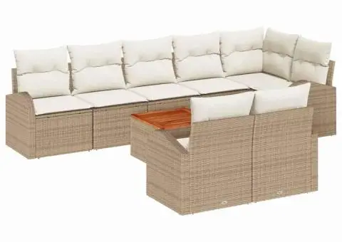 Set canapele gradina cu perne bej din poliratan acacia - 2/5