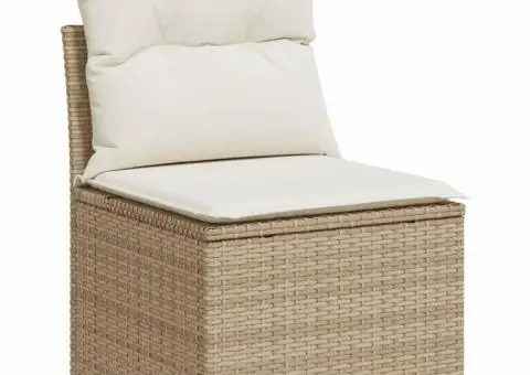 Set canapele gradina cu perne bej din poliratan acacia - 4/5