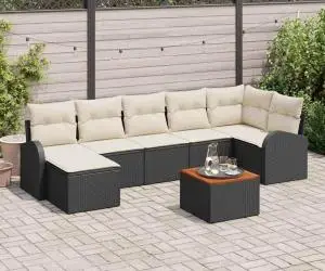 vidaXL Set de 8 piese de sofa pentru grădină cu perne Negru Ratan poli Acacia
