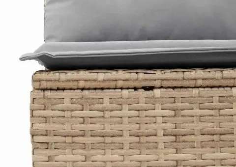 Set de grădină , 9 piese, cu perne, Bej, din rattan poliuretanic, Acacia - 5/5