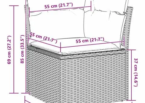 Set de canapea de grădină cu 9 piese, perne incluse, din ratan poly negru și lemn de acacia. - 5/5