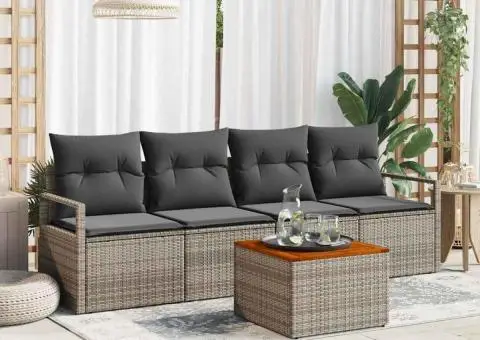 Set de canapele de grădină cu 5 piese și perne gri - 1/5