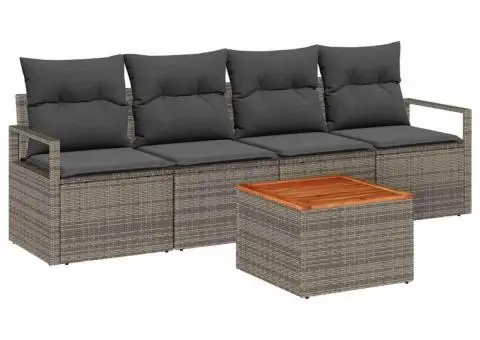 Set de canapele de grădină cu 5 piese și perne gri - 2/5