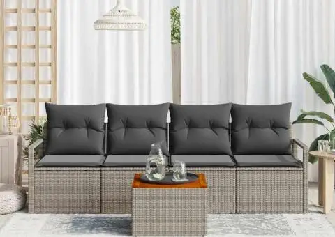 Set de canapele de grădină cu 5 piese și perne gri - 3/5