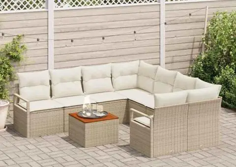 Set de canapea pentru grădină cu 9 piese și perne - 3/5