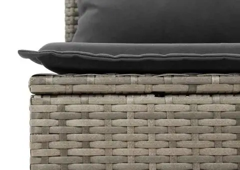 Set de canapea de grădină de 7 piese cu perne gri din rattan sintetic și lemn de acacia - 5/5