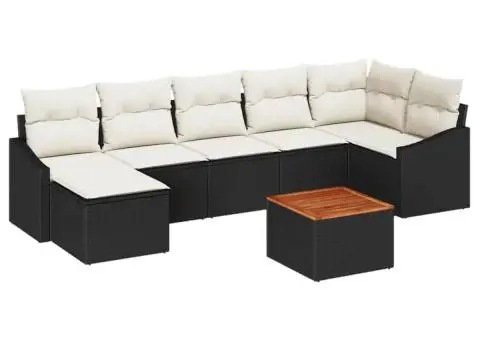 Set de canapea de grădină de 8 piese cu perne și acacia - 2/5