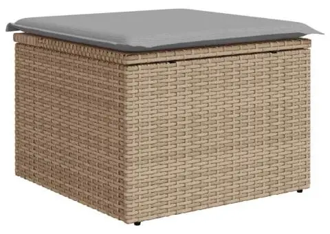 Set mobilier grădină , 8 piese, cu perne, bej, ratan sintetic, acacia - 5/5