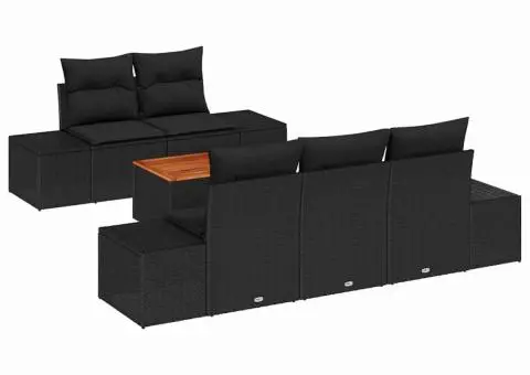Set de canapele de grădină cu 6 piese și perne negre din rattan poly - 2/5