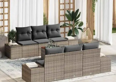 Set de canapea de grădină cu 7 piese, cu perne, gri - 1/5