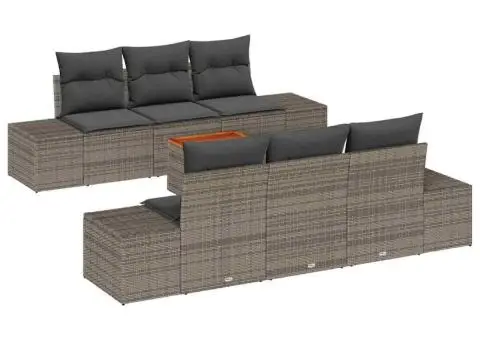 Set de canapea de grădină cu 7 piese, cu perne, gri - 2/5