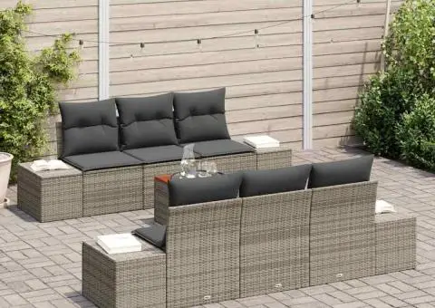 Set de canapea de grădină cu 7 piese, cu perne, gri - 3/5