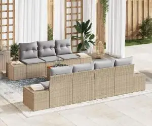 vidaXL Set de canapea pentru grădină , 8 piese cu pernuțe bej
