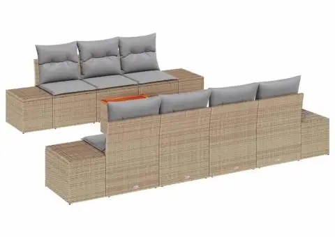 Set de canapea pentru grădină , 8 piese cu pernuțe bej - 2/5