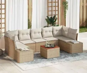 vidaXL Set de canapele de grădină 8 piese cu perne bej din rattan și acacia