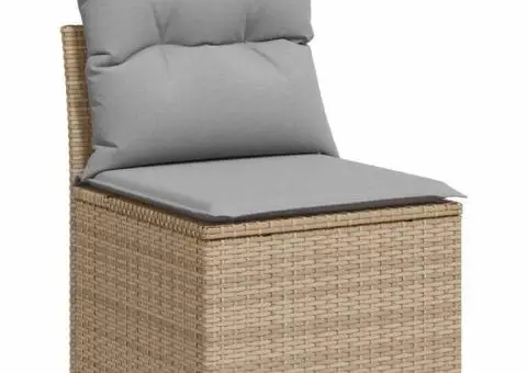 Set canapea de grădină 9 piese cu perne bej din rattan și acacia - 5/5