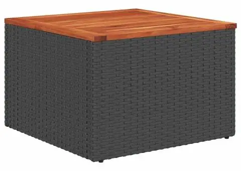 Set de Canapea pentru Grădină cu 11 Piese și Perne Negre, Rattan și Sticlă, Acacia - 5/5