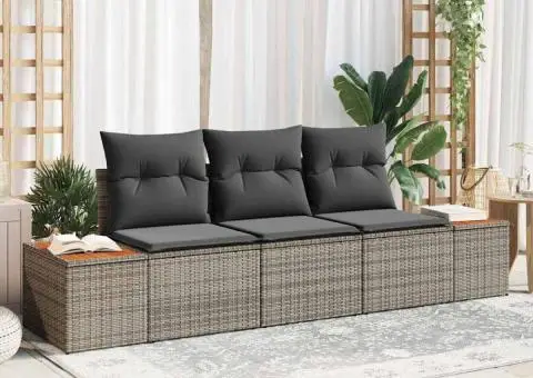 Set de canapea de grădină cu perne gri din ratan polimeric - 1/5