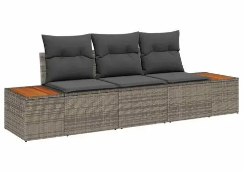 Set de canapea de grădină cu perne gri din ratan polimeric - 2/5