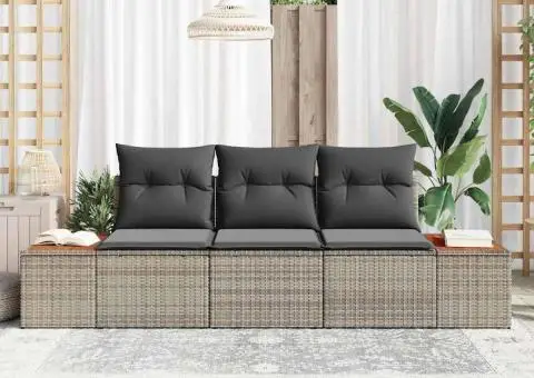Set de canapea de grădină cu perne gri din ratan polimeric - 3/5