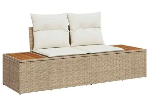 Set de canapea de grădină de 6 piese cu perne bej din poliratan Acacia - 4/5