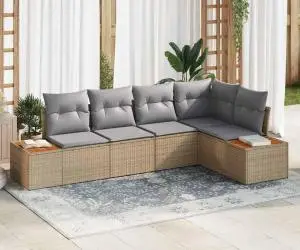 Set de canapea de grădină cu perne Bej Ratan Poli Acacia