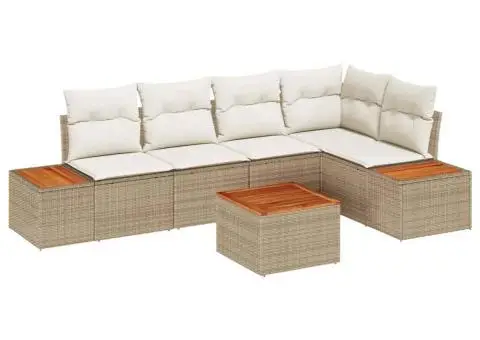 Set canapea de grădină cu perne Bej Ratan Acacia - 2/5