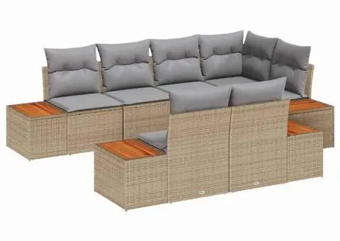 Set de canapele de grădină cu perne Bej Ratan Poli Acacia - 2/5