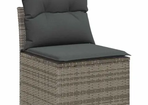 Set canapea grădină 9 piese cu perne - Ratan gri și acacia - 5/5