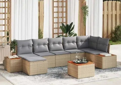 Set de canapele pentru grădină 8 pcs Bej 55 x 55 x 37 cm - 1/5