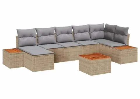 Set de canapele pentru grădină 8 pcs Bej 55 x 55 x 37 cm - 2/5