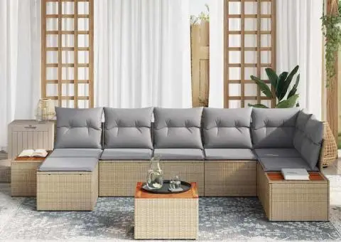 Set de canapele pentru grădină 8 pcs Bej 55 x 55 x 37 cm - 3/5