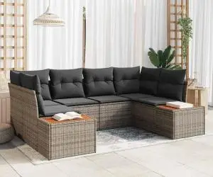 vidaXL Set de canapele de grădină cu perne gri din ratan poli