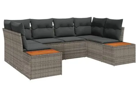 Set de canapele de grădină cu perne gri din ratan poli - 2/5