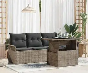 vidaXL Set canapea de grădină cu 5 piese și perne gri din rattan sintetic