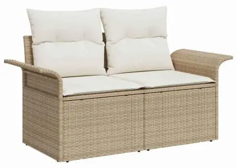 Set de canapele de grădină în 7 piese cu perne bej din rattan polietilenă - 4/5