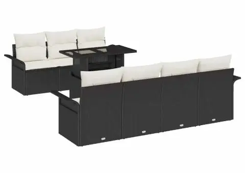 Set de canapea de grădină cu 8 piese și perne Rattan Polyratan Negru - 2/5