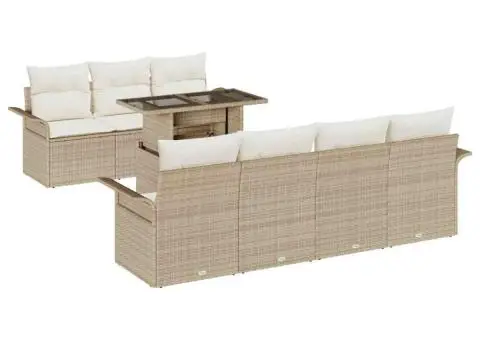 Set de canapele de grădină format din 8 piese cu perne bej din rattan sintetic - 2/5