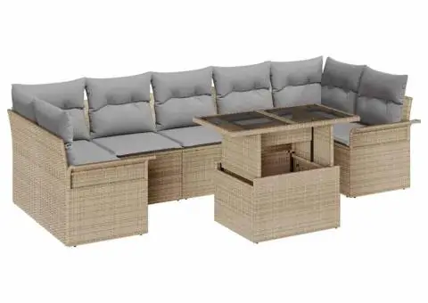 Set de canapele de grădină 8 piese cu perne bej din rattan sintetic - 2/5