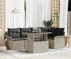 Set canapea grădină 6 piese perne gri deschis Poly Rattan