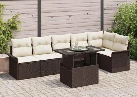 Set de Sofa pentru Grădină cu Perne Maro din Ratan Poli - 1/5