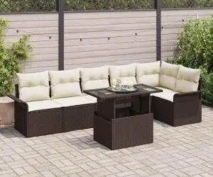 Set de Sofa pentru Grădină cu Perne Maro din Ratan Poli