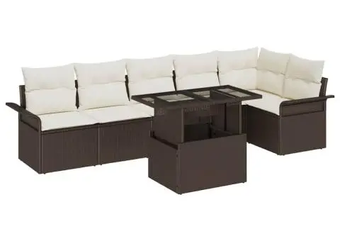 Set de Sofa pentru Grădină cu Perne Maro din Ratan Poli - 2/5